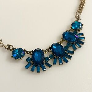 Statement Necklace with Deep Blue Jewel Stones